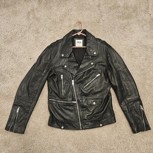 Zara Black sheep Leather biker jacket Sz Mens Med